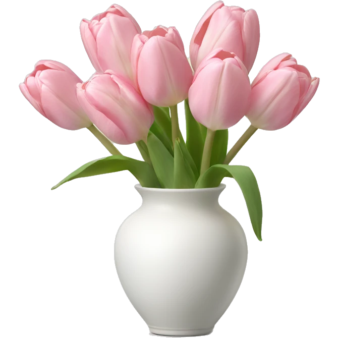 Light pink tulips in white vase emoji