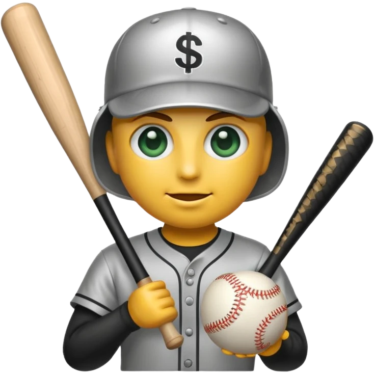 the 💣 emoji holding a baseball bat with money sign eyes emoji