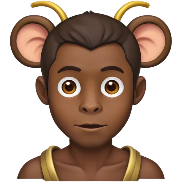 Black man with monkey ears emoji