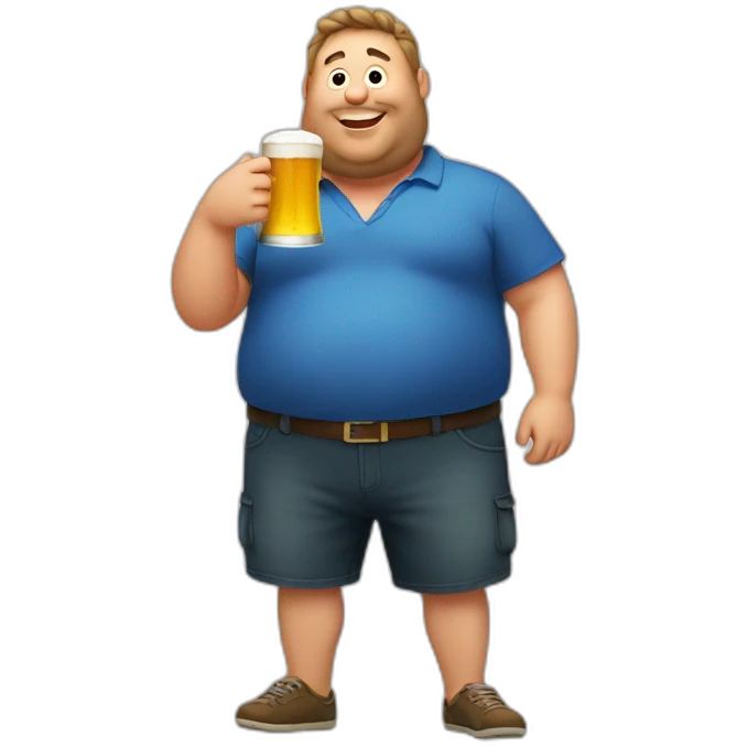 fat guy drinking beer emoji