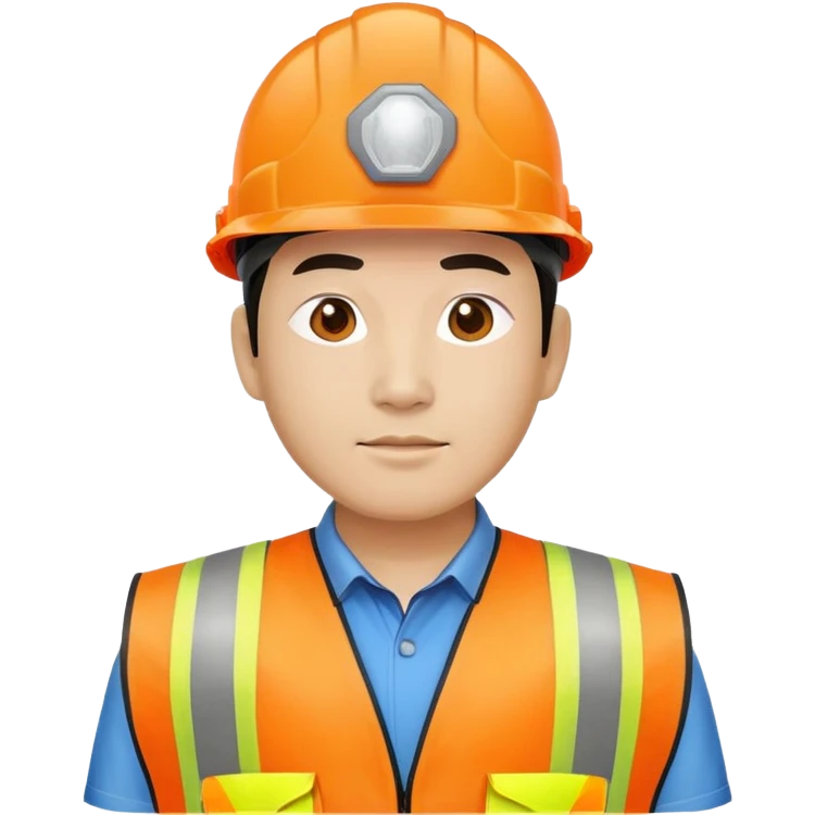 Chinese man wearing orange safety helmet and high visibility vest emoji