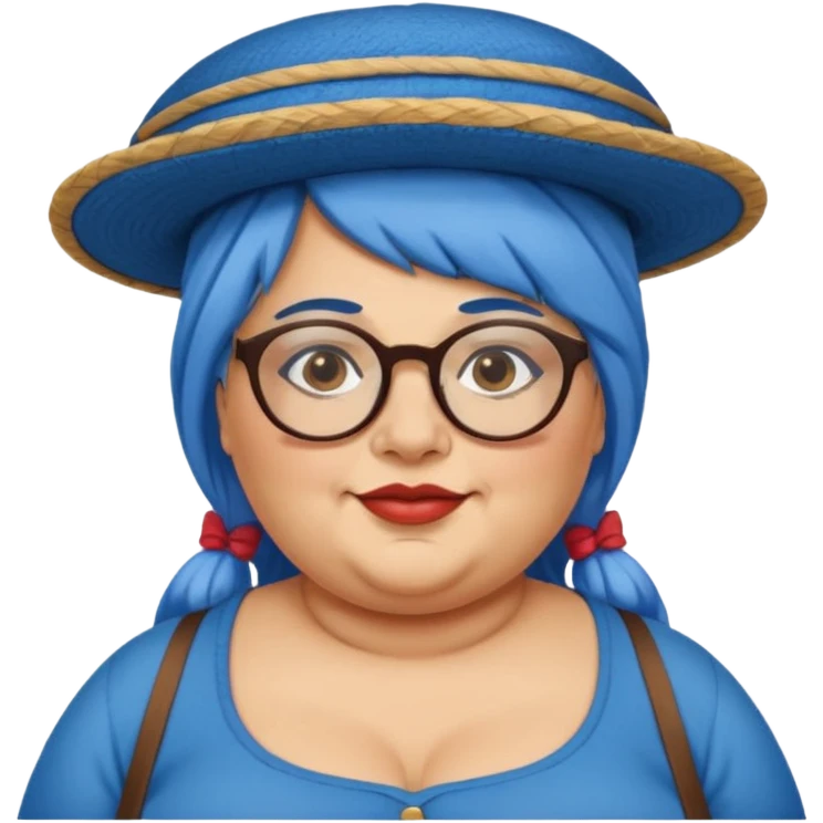 woman glassess, very fat venice gondolier with iconic hat and blue hair woman emoji