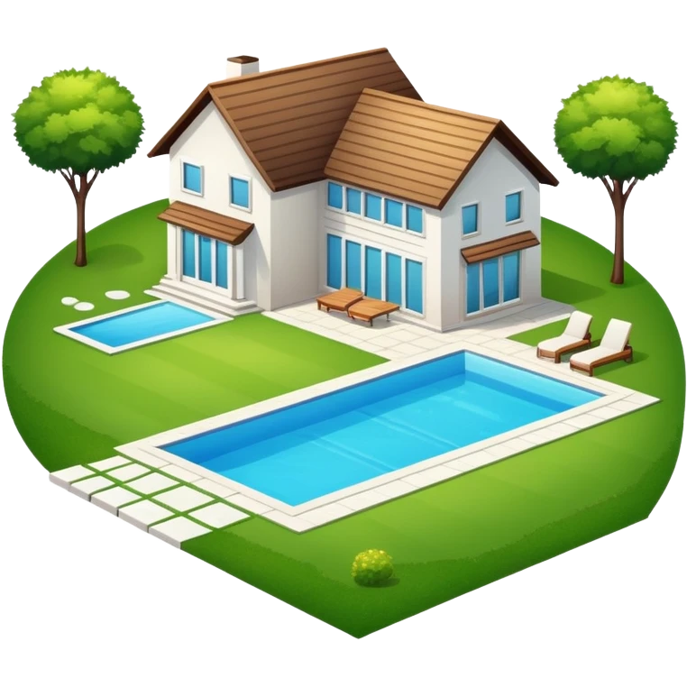 Ein Haus mit Pool und Garten  emoji