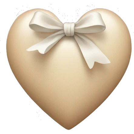 beige heart with white bow emoji