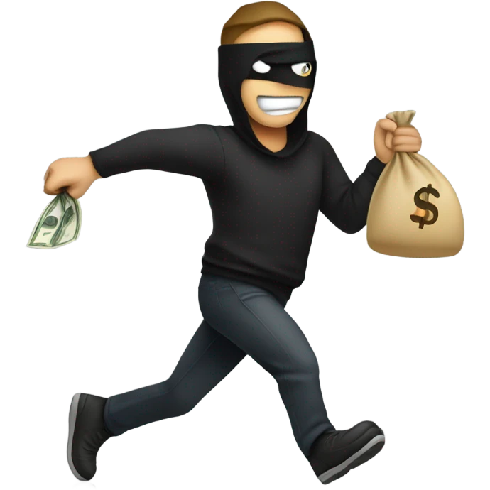 Robber running left Mitch money bag emoji