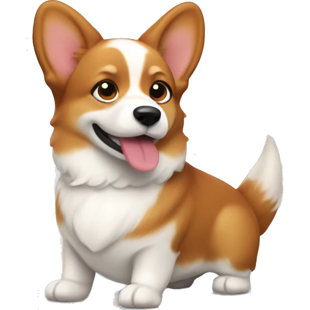 Red and white corgi sploot  emoji