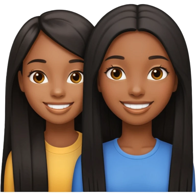 two black girls fondling with long straight hair emoji