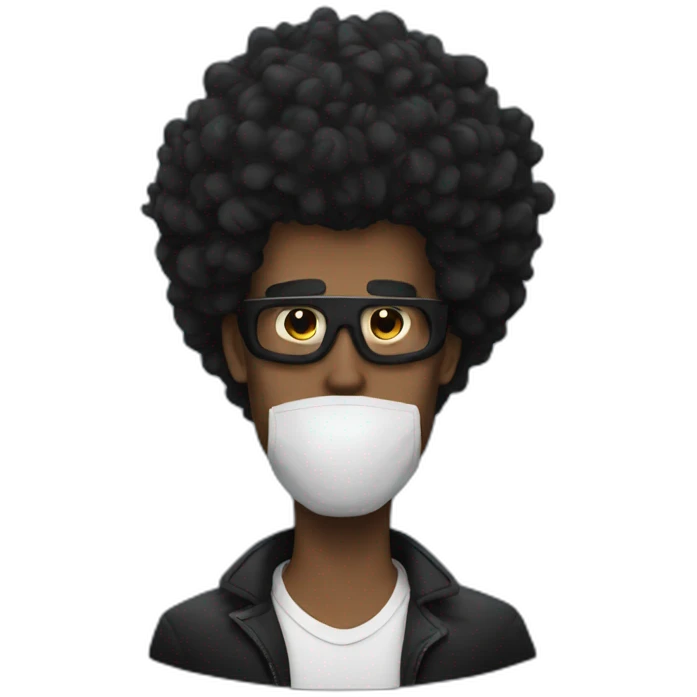 A guy who has big hair and black mask emoji