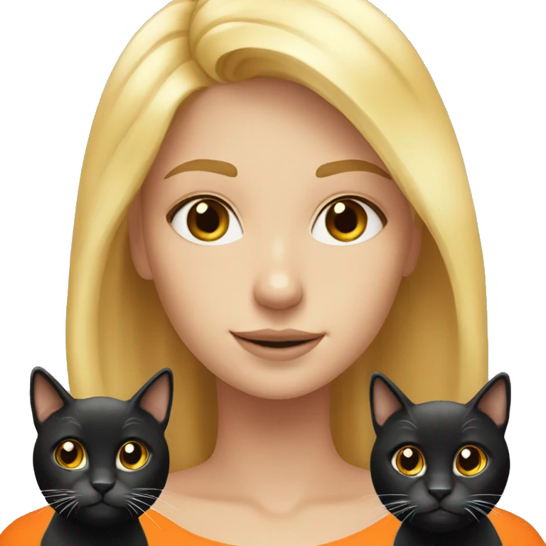 Blonde girl with 2 cats( one orange and the other Black and white) emoji