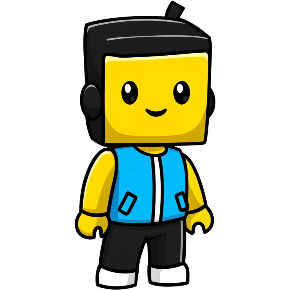Cute Roblox character with square head emoji