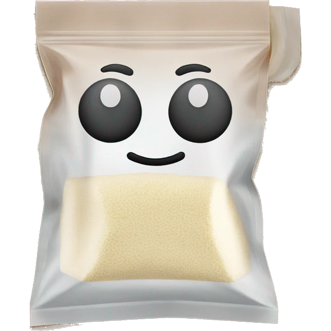 Pocket sized see through ziplock bag of flour emoji