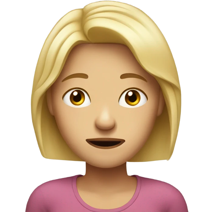 blond haired woman looking very stressed  emoji