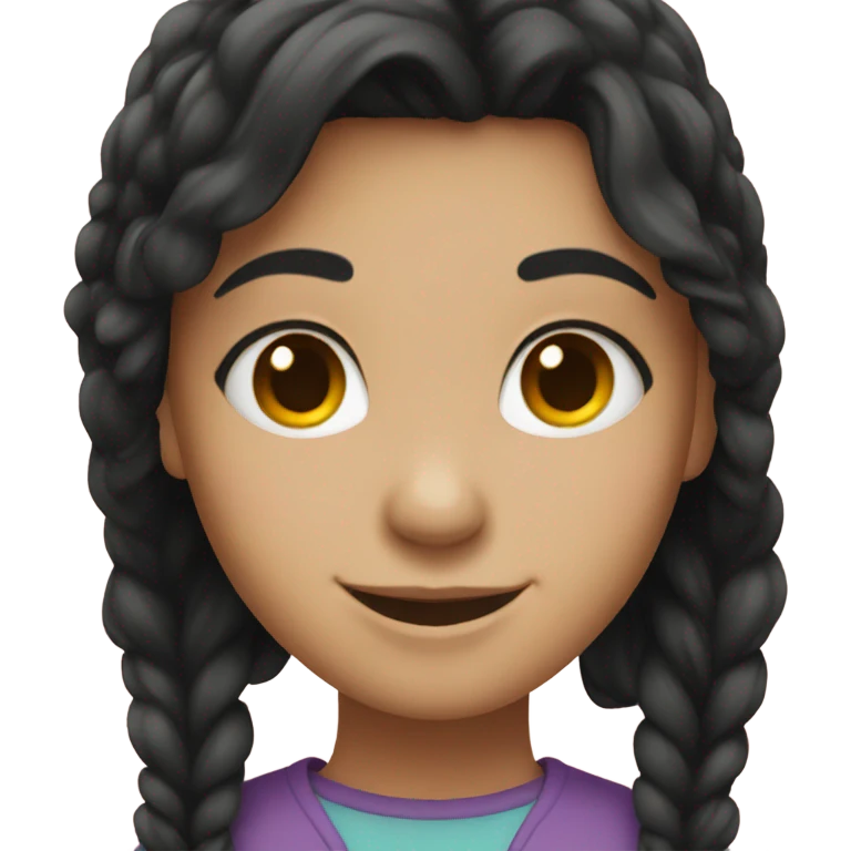 smiling girl with black hair no smile emoji