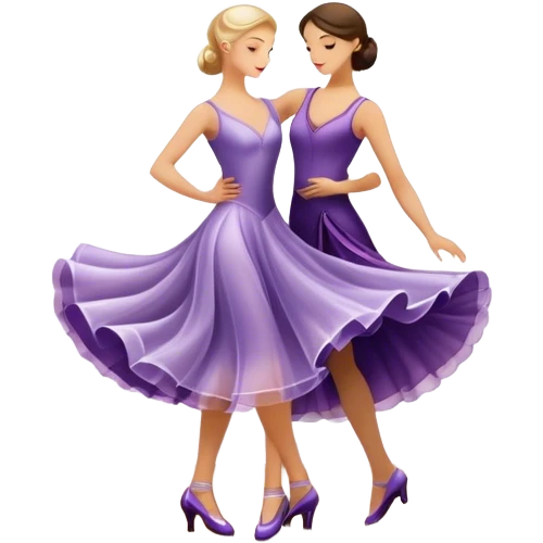  Icon for Ballroom Dance: elegant dance shoes, a flowing ballroom dress and a dance floor with soft lighting. The icon should capture the grace, elegance, and style of ballroom dancing. Transparent background. emoji