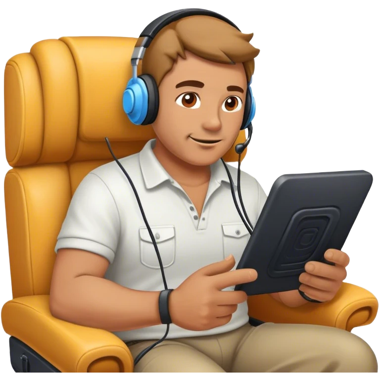 Maintenance man sitting in a chair playing video games emoji