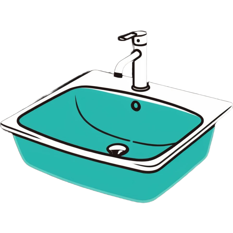 a sink, cartoonish sticker style emoji