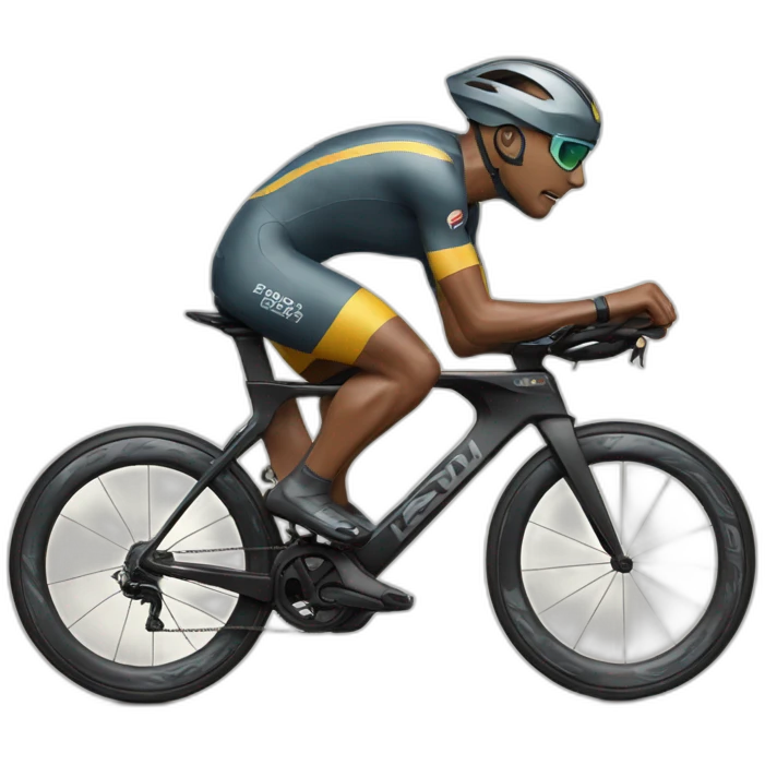 Cat racing Ironman in WINDRUSH kit wearing a helmet emoji