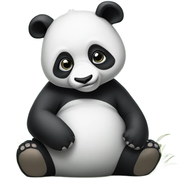 A panda sitting on the ground, with the same trunk as an elephant emoji