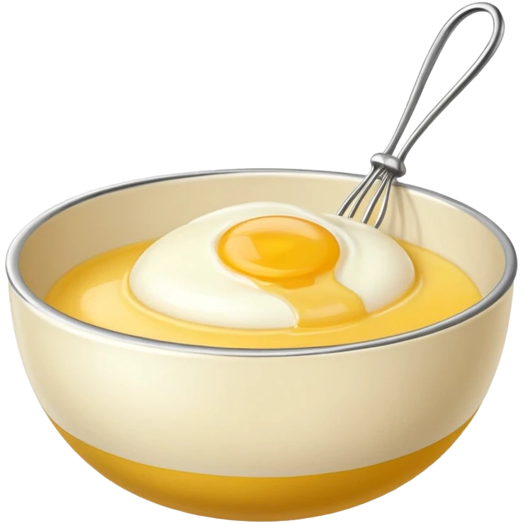 beaten egg in a bowl, There is a whisk inside the bowl. emoji