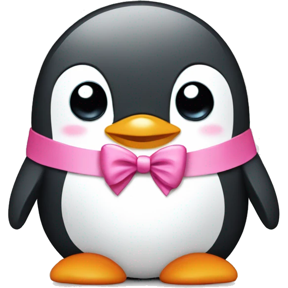 Cute penguin with a pink bow  emoji