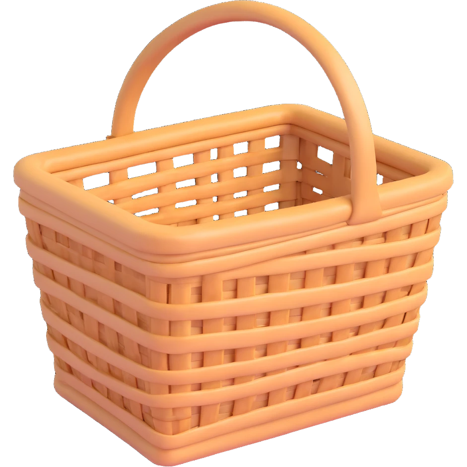 wicker basket, 3D, luxury style, elegant, no text emoji