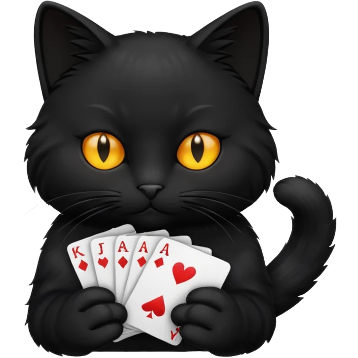 black cat shuffling cards emoji