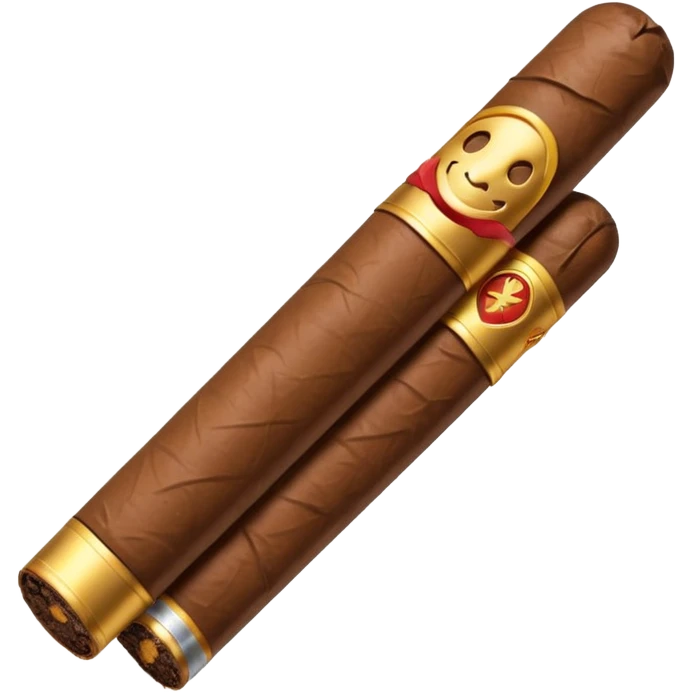 Emoji-style cigar icon, dark brown wrapper, subtle smoke, minimalistic, clean silhouette, metal details, no gold emoji