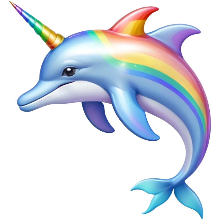 Dolphin with a rainbow and a unicorn horn emoji