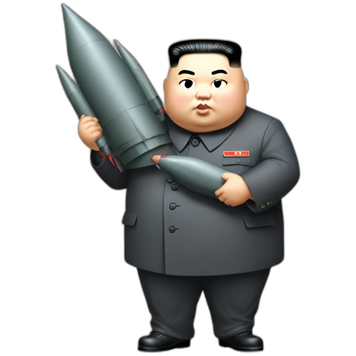 fat Kim jong un carrying a cute missle by hands emoji