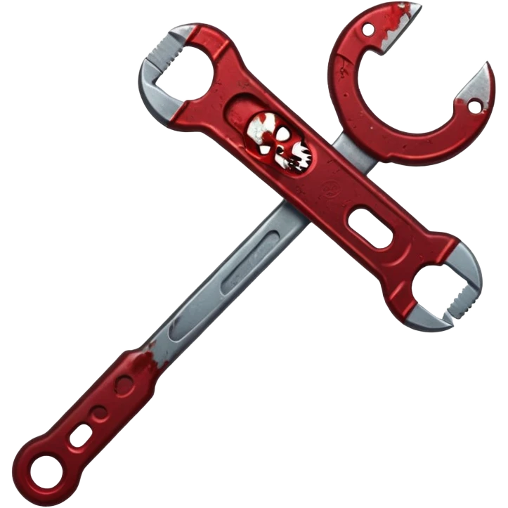 A wrench covered In zombie blood, in a dark menacing style emoji