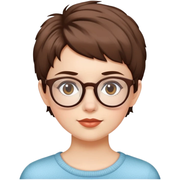 white girl with fluffly pixie cut brown hair and glasses emoji