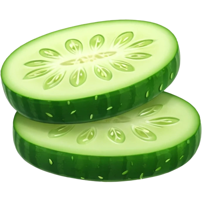 cucumber object icon, fresh cucumber slices, glossy texture, 3D cartoon, mobile game icon style, clean background, no text, no watermark
 emoji