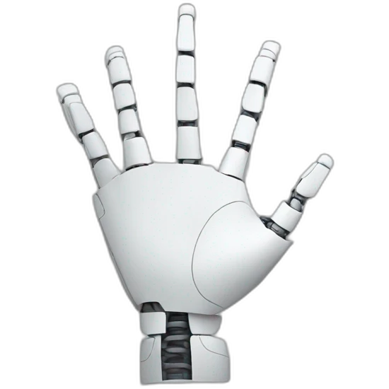 robotic hand paper chosen for rock paper scissors emoji
