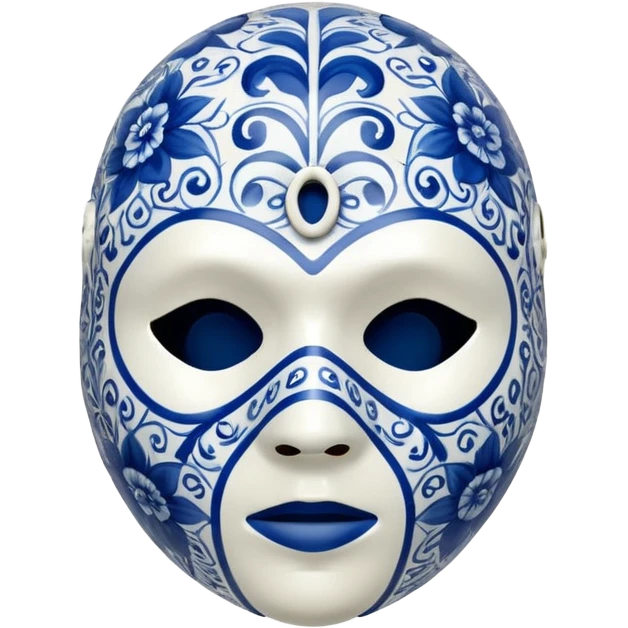 full face mask blue and white  emoji