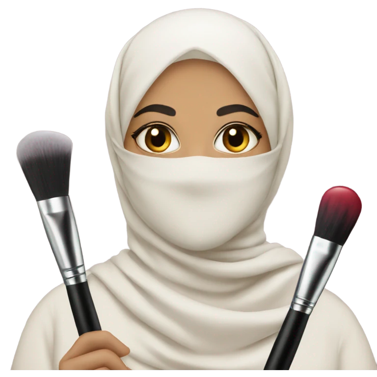 Hijabi-with-lipstick-holding-makeup-brushes emoji