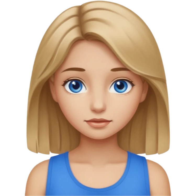 girl with dark blonde hair,skin normal-summer,blue eyes emoji