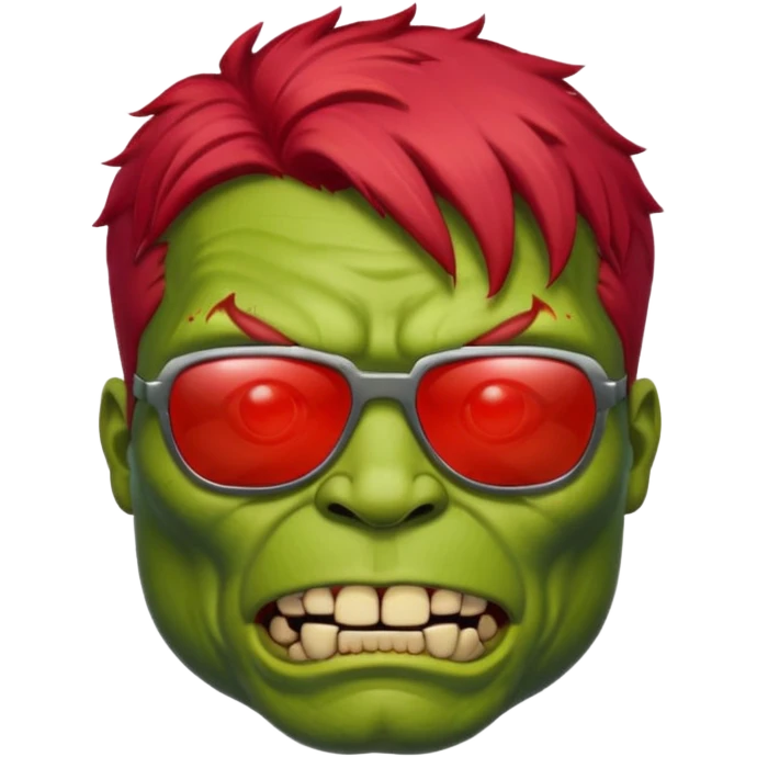 Zombie hulk with red hair and sun glasses face emoji