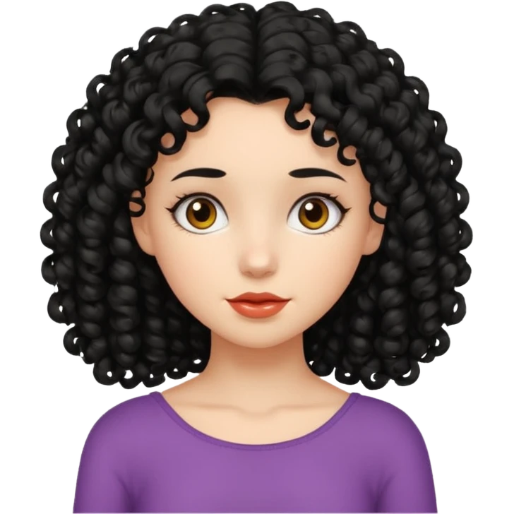 Menina de cabelo cacheado preto e abaixo do ombro  emoji
