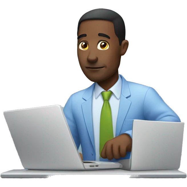 private man who is trading stocks at a laptop emoji