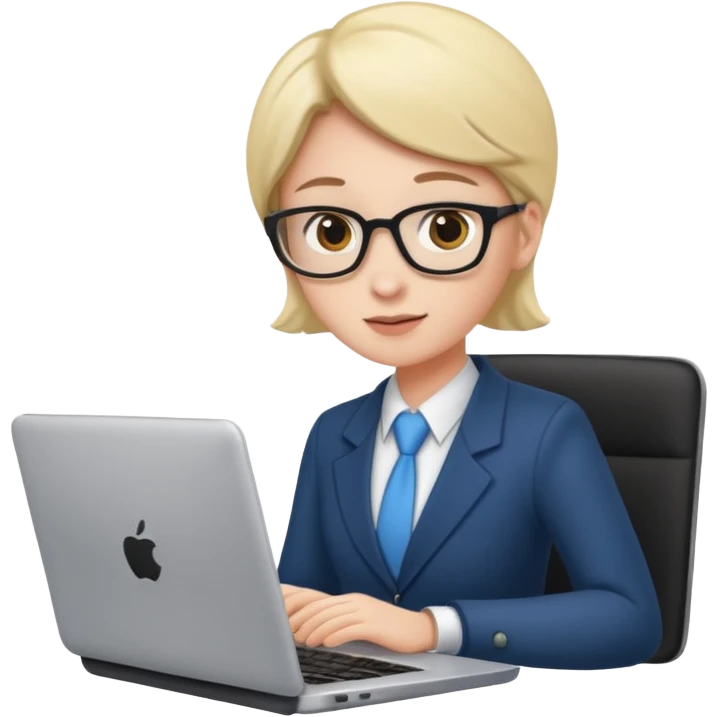 Corporate employee on a laptop learning training emoji
