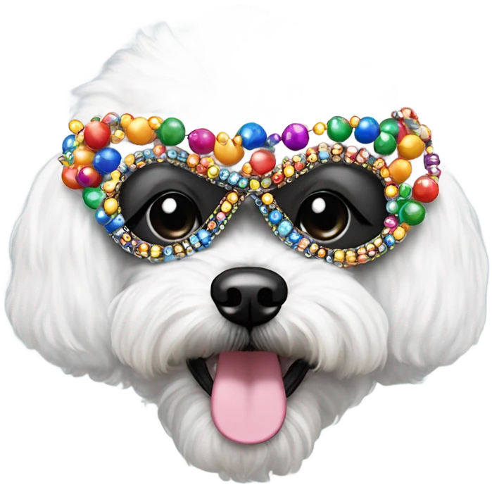 Bichon maltese with carnival  emoji