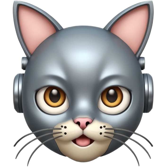 robot looking surprised with cat ears and looks funny emoji
