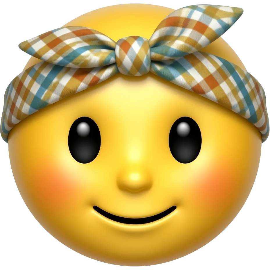 Yellow round glossy emoji with bandana emoji