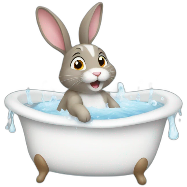 rabbit taking a bath emoji