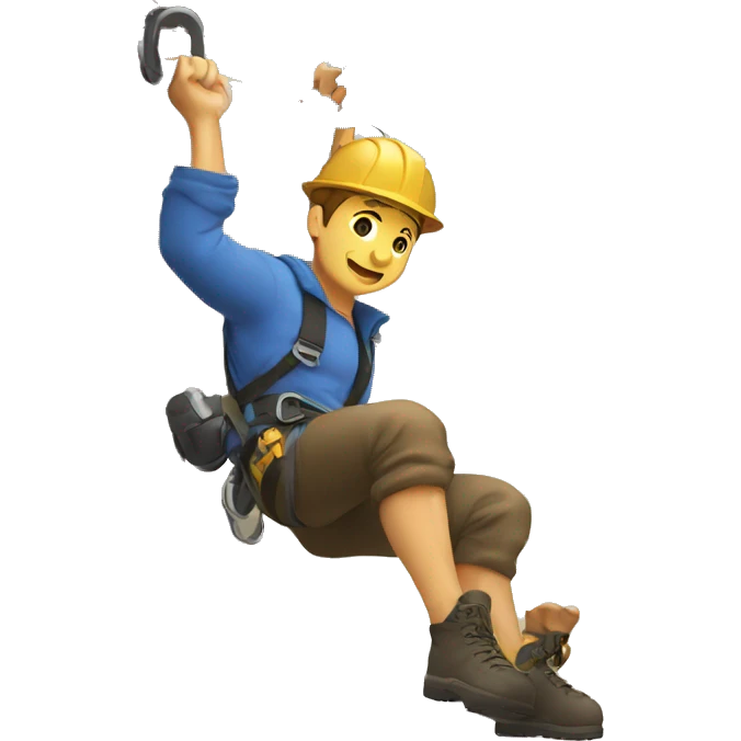 guy using a grappling hook to climb a roof emoji