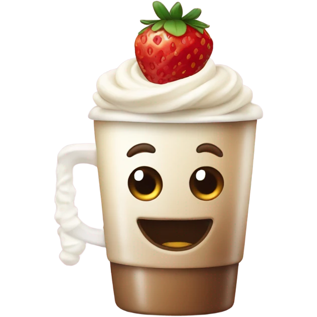 Coffee with cream and a strawberry emoji