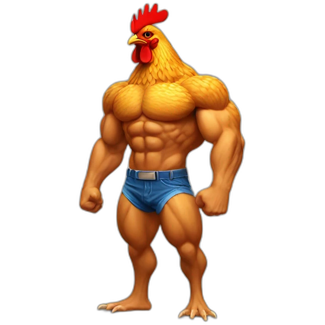 chicken super muscular emoji
