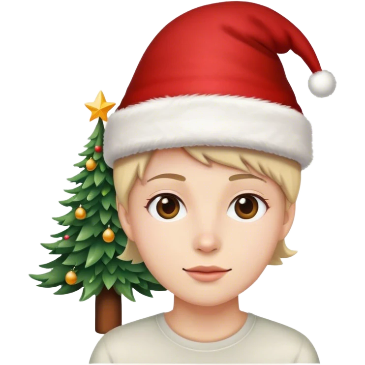 Wear Hat and have Chirtmas tree behind emoji