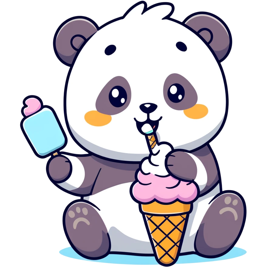 Panda eating ice cream emoji
