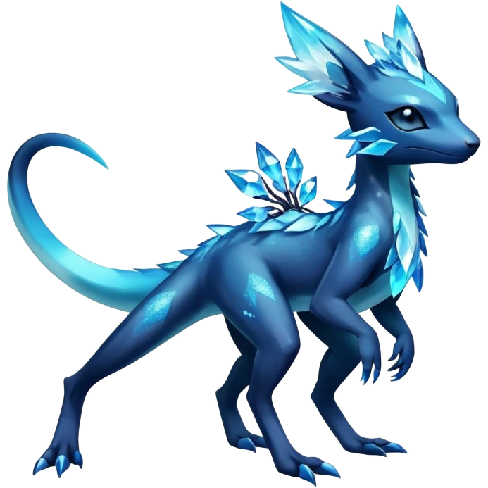 Colorful Dark Shiny Exotic Salandit-Aurorus-Glaceon-Fakémon-hybrid-creature (full body)  emoji